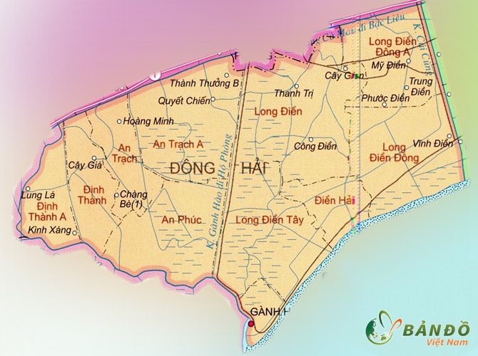 TẢI Bản đồ hành chính huyện Đông Hải, tỉnh Bạc Liệu khổ lớn 2023
