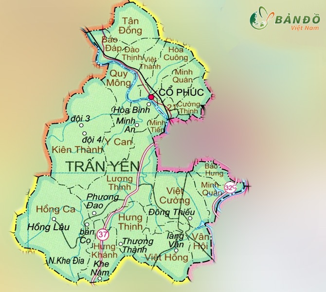 Bản đồ hành chính các xã tại huyện Trấn Yên    