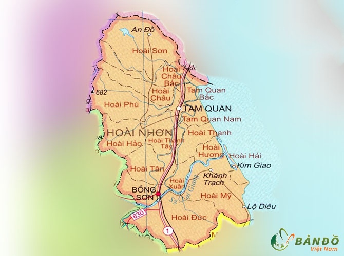 Bản đồ hành chính các phường tại thị xã Hoài Nhơn