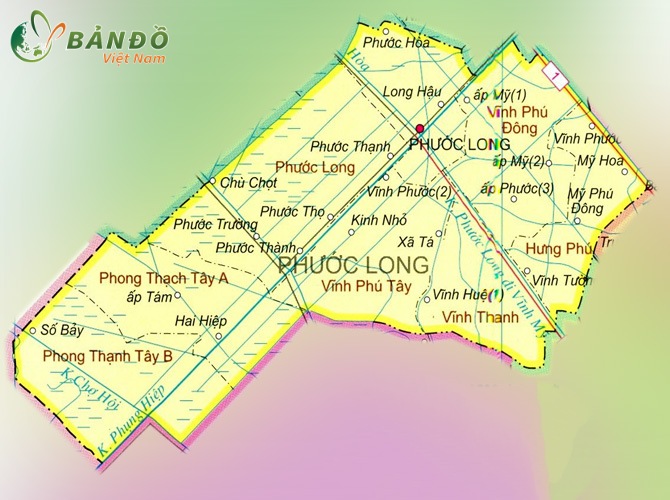 Bản đồ hành chính huyện Phước Long mới nhất