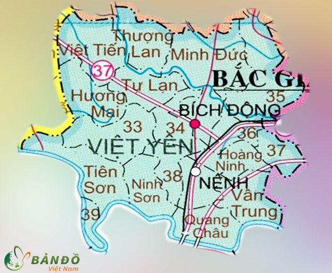 Bản đồ hành chính huyện Việt Yên mới nhất