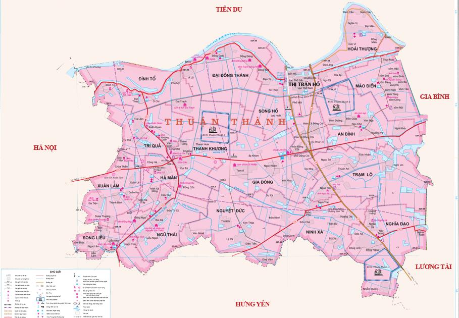 Bản đồ hành chính Huyện Thuận Thành mới nhất