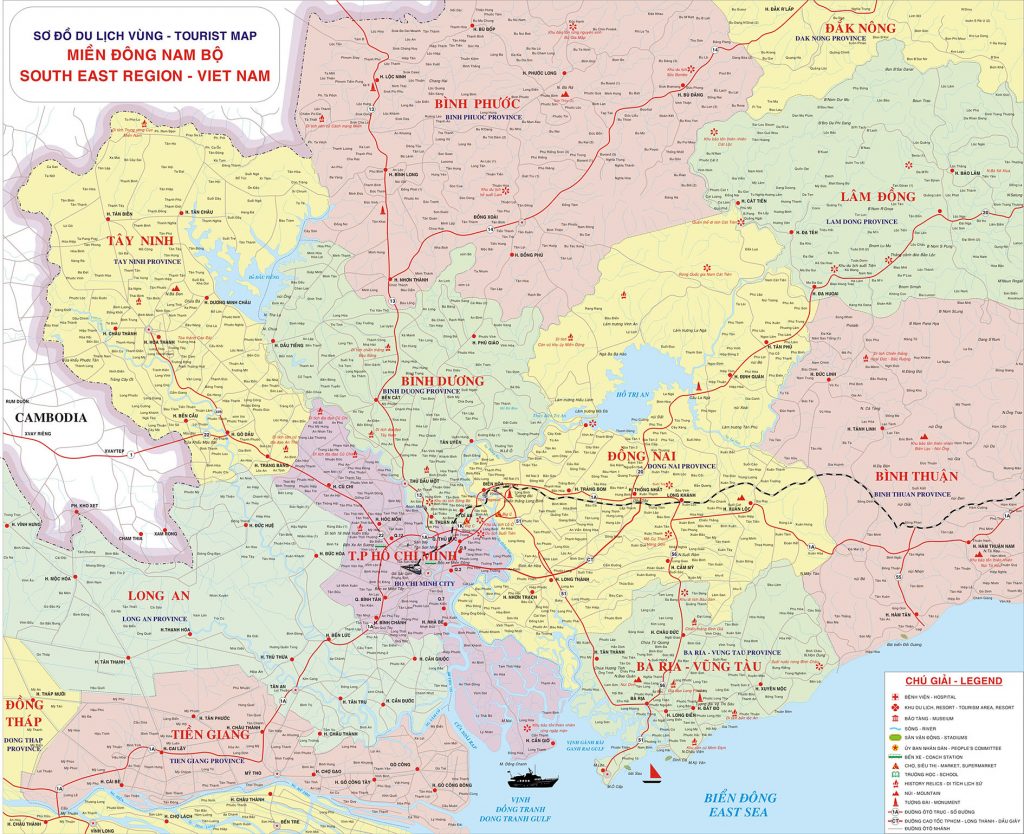 Bản đồ các tỉnh Miền Đông Nam Bộ