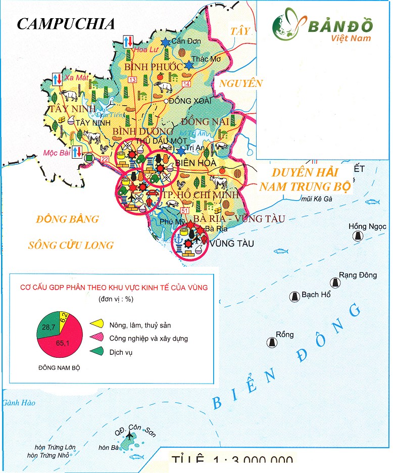 Bản đồ kinh tế Vùng Đông Nam Bộ