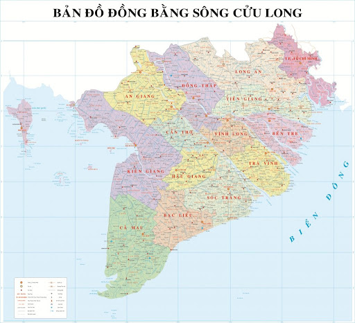 Bản đồ Đồng Bằng Sông Cửu Long khổ lớn năm 2022