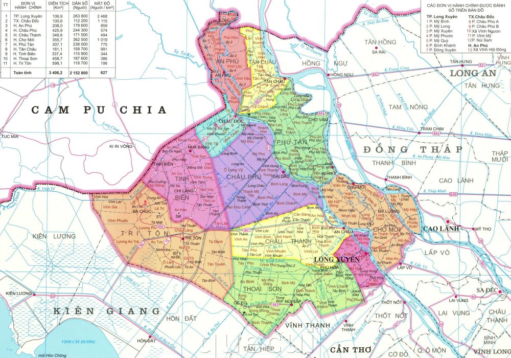 Bản đồ hành địa lý tỉnh An Giang mới nhất năm 2021