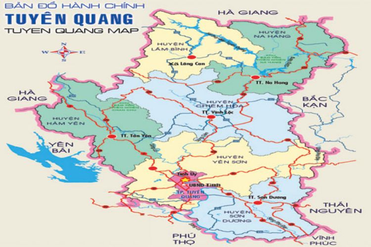 Bản đồ hành chính ranh giới của tỉnh Tuyên Quang