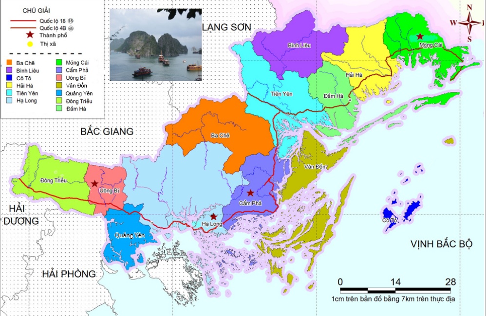 Bản đồ vị trí giáp ranh các tỉnh lân cận của tỉnh Quảng Ninh