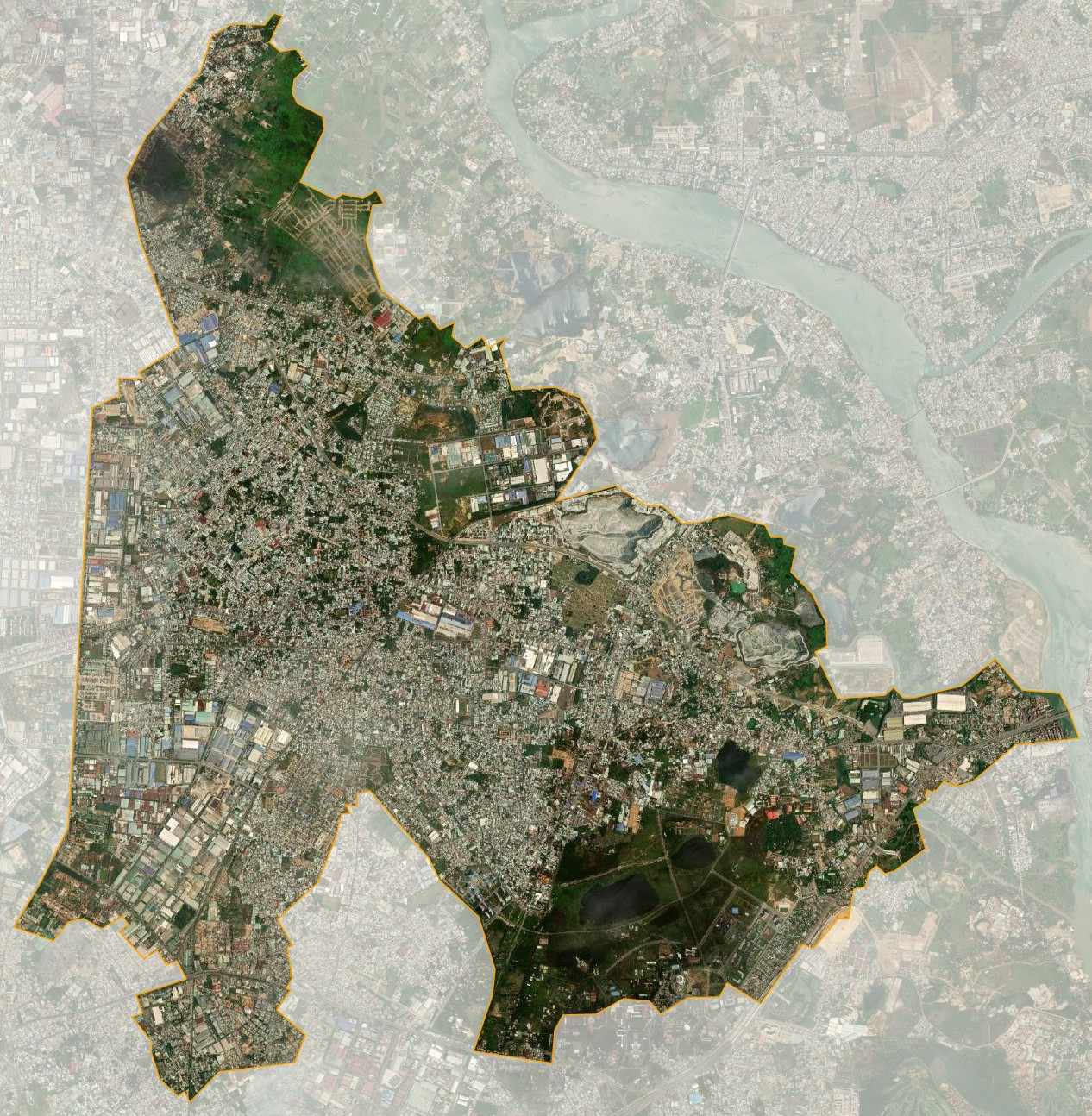 Bản đồ thành phố Dĩ An ở vệ tinh