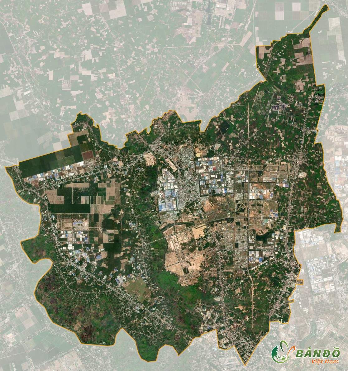Bản đồ Thị xã Bến Cát ở vệ tinh