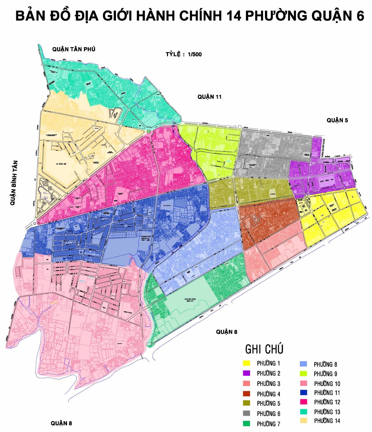 Bản đồ hành chính Quận 6 khổ lớn năm 2021