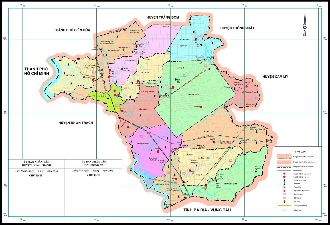 Bản đồ huyện Long Thành năm 2022, Click vào hình để xem tổng quát.