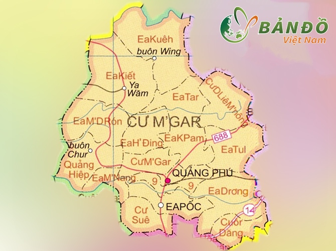 Bản đồ hành chính các xã tại huyện Cư M'gar    
