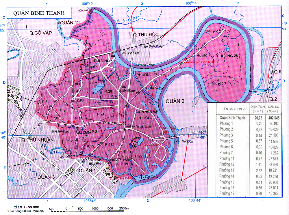 Bản đồ các phường tại Quận Bình Thạnh hiện nay