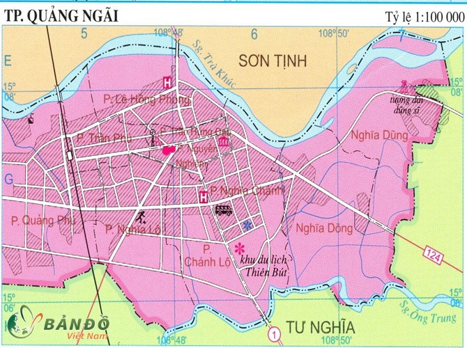 Bản đồ hành chính thành phố Quảng Ngãi