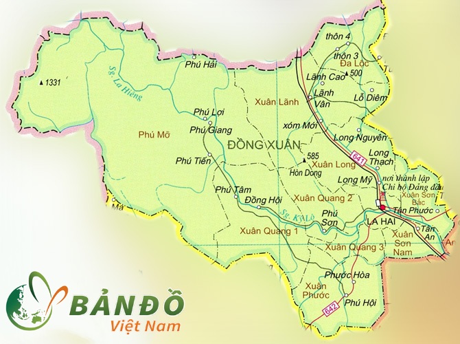 Bản đồ các xã tại huyện Đồng Xuân