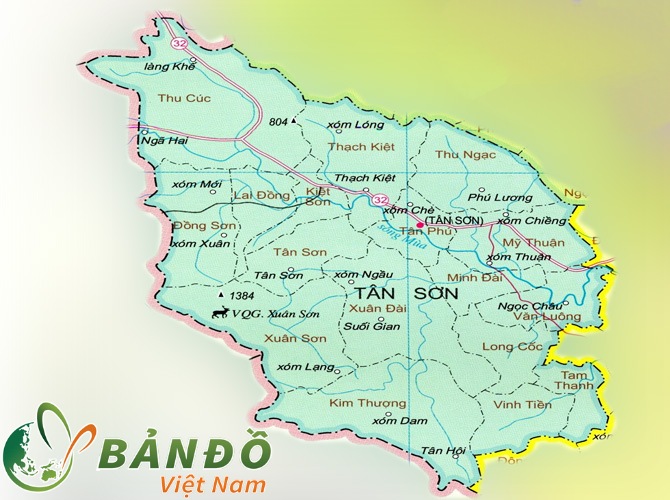 Bản đồ hành chính các xã tại huyện Tân Sơn