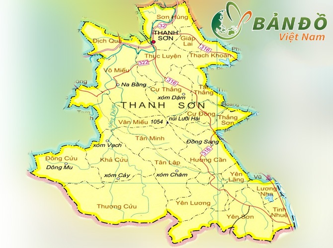 Bản đồ hành chính các xã tại huyện Thanh Sơn