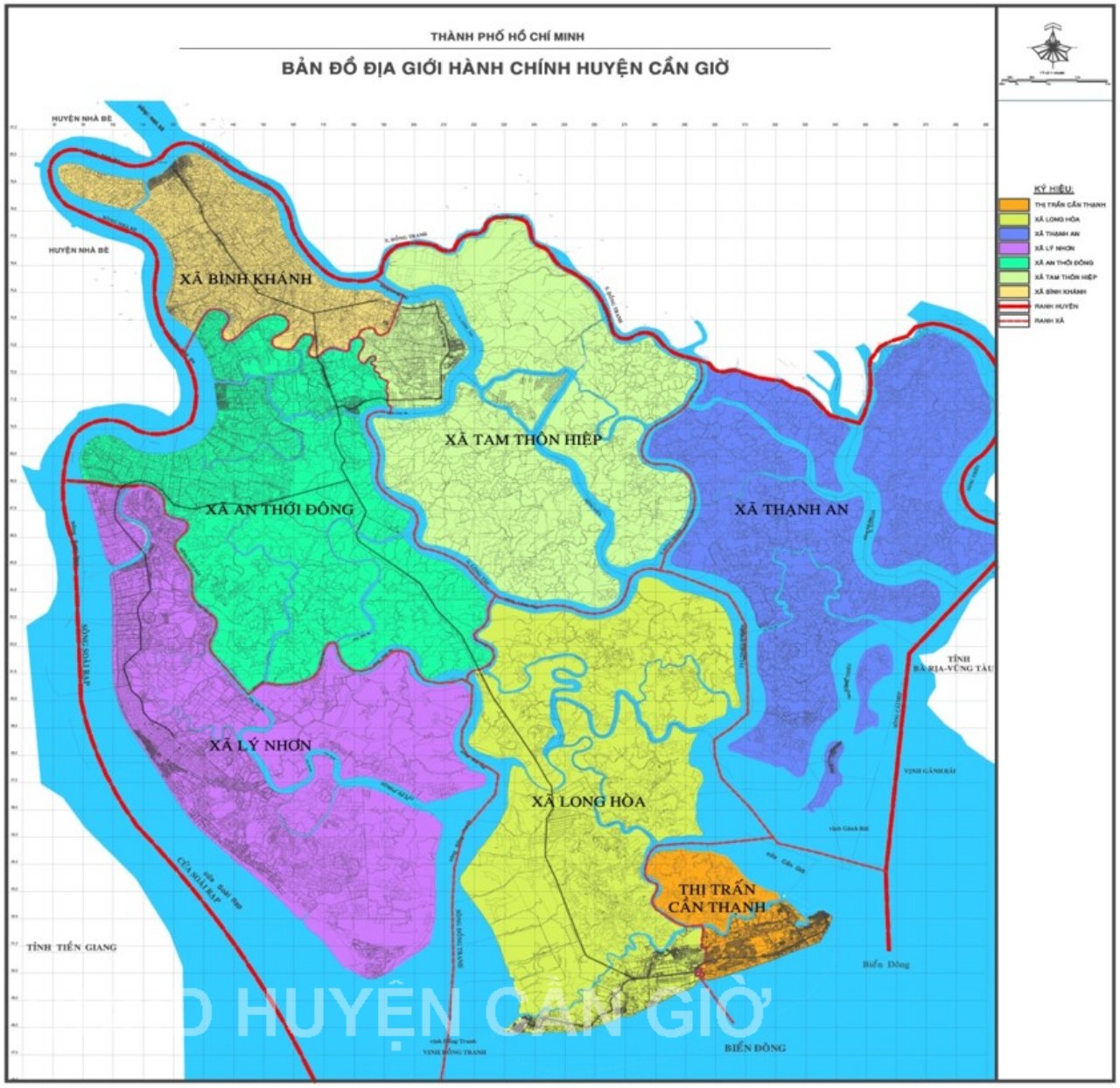 Bản đồ địa giới huyện Cần Giờ khổ lớn năm 2021