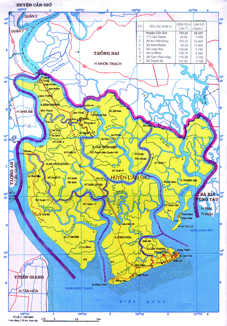 Bản đồ ranh giới của huyện Cần Giờ khổ lớn năm 2021
