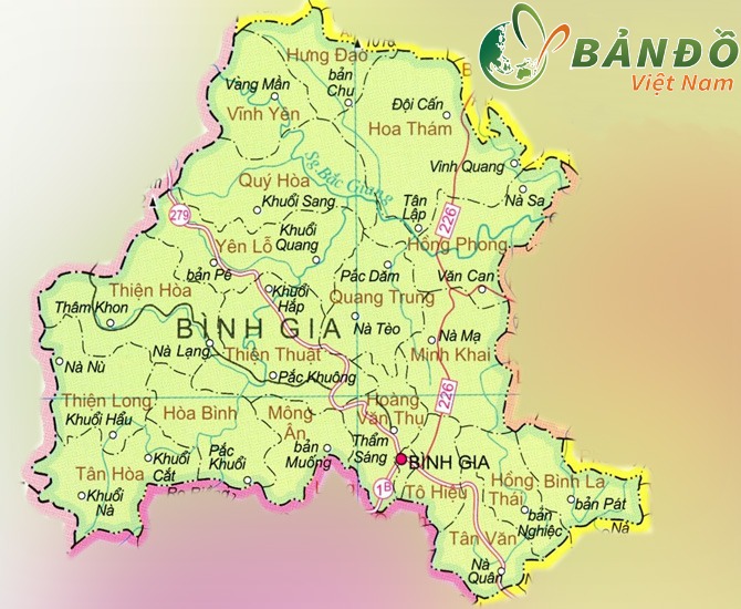 Bản đồ hành chính các xã huyện Bình Gia