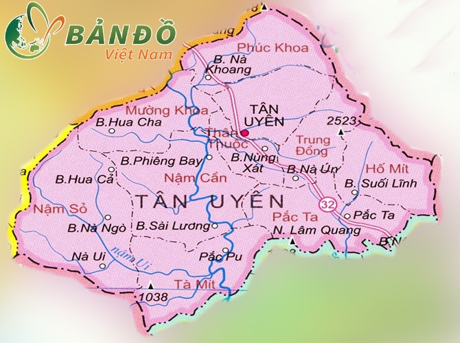 Bản đồ hành chính huyện Tân Uyên