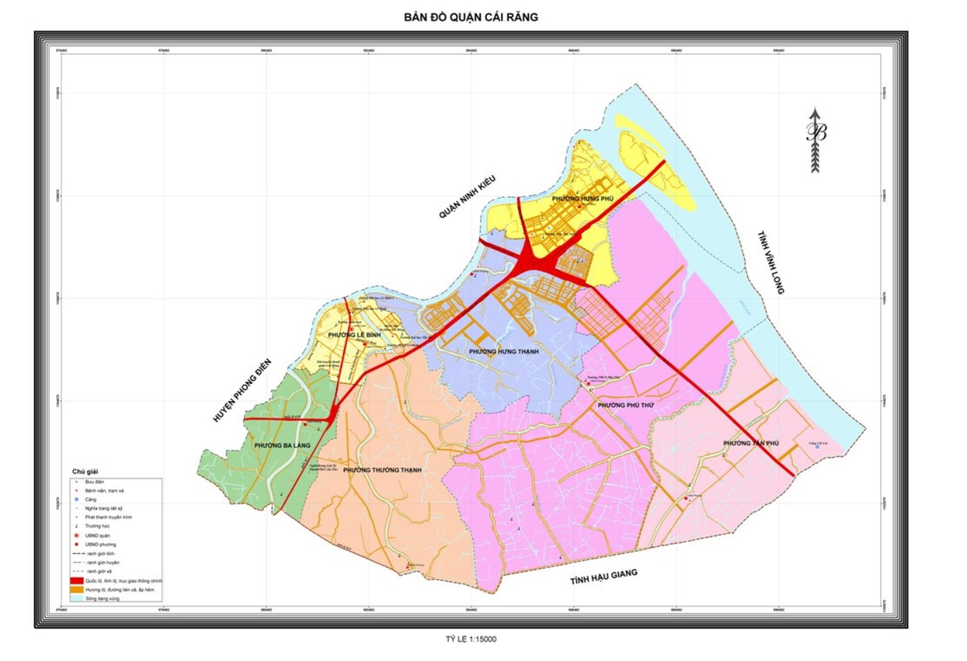Bản đồ hành chính quận Cái Răng khổ lớn năm 2021