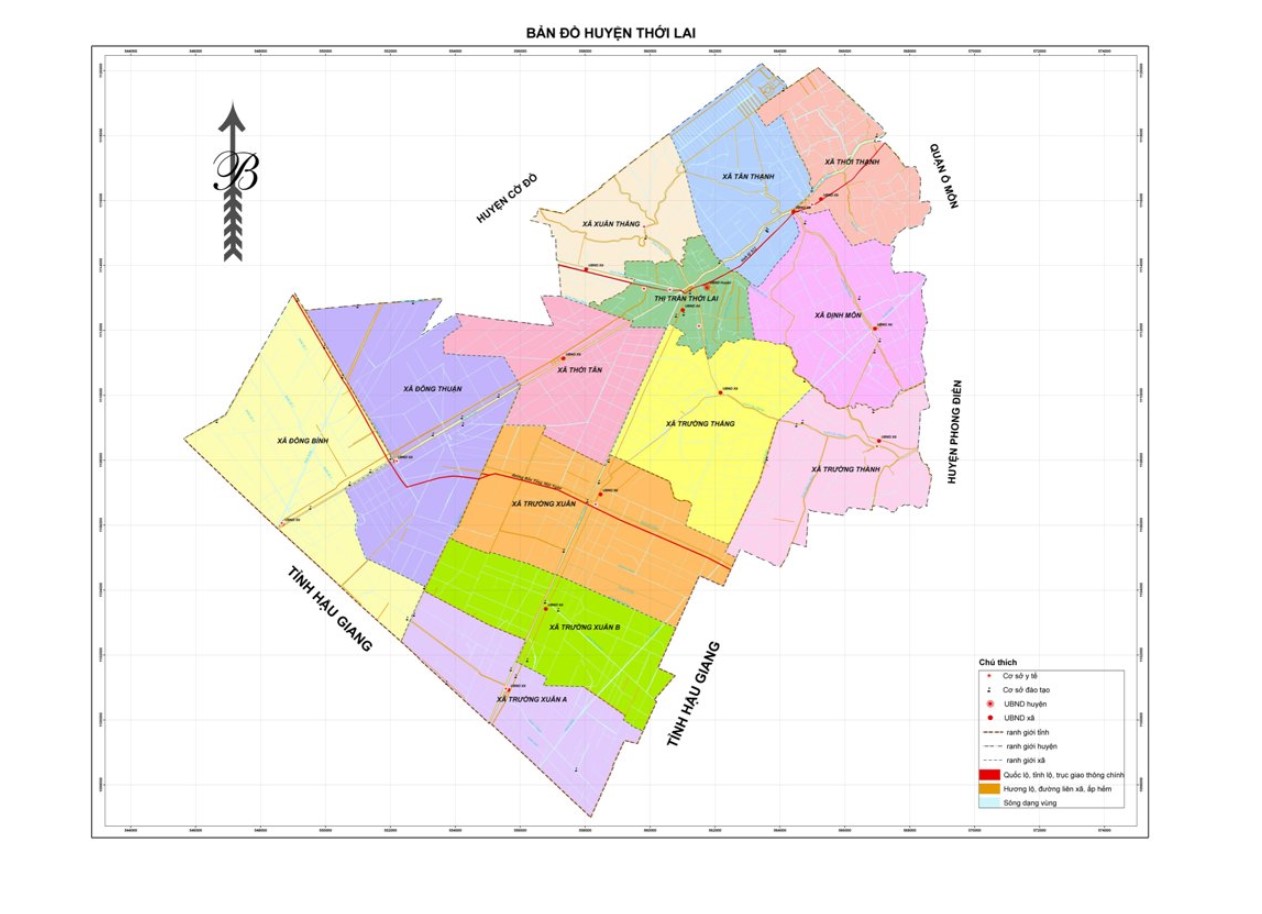 Bản đồ hành chính huyện Thới Lai năm 2021