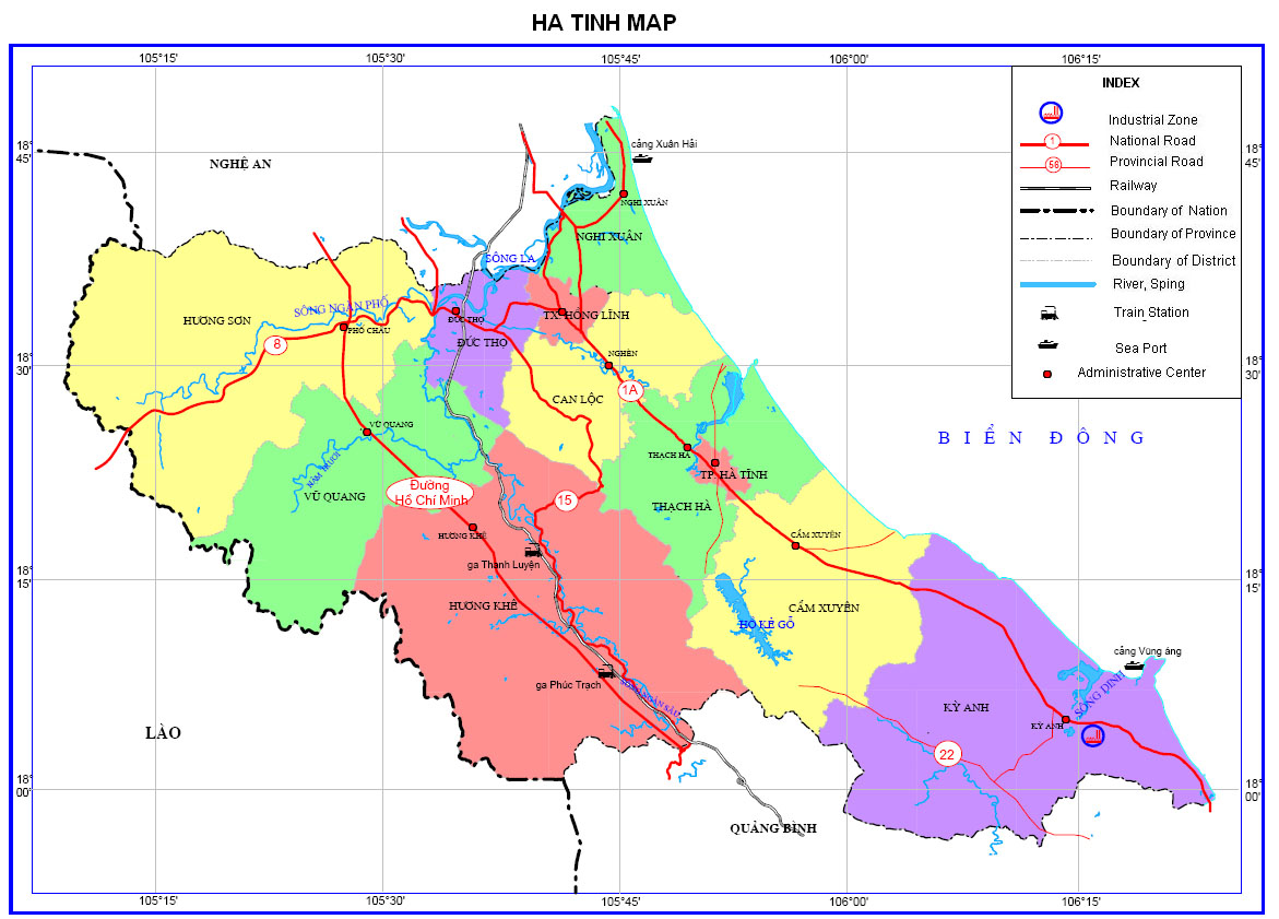 Bản đồ giao thông tỉnh Hà Tĩnh