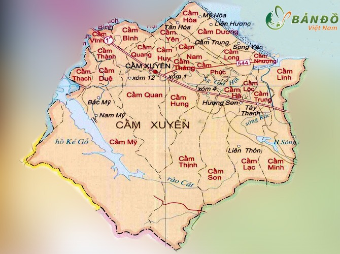 Bản đồ hành chính huyện Cẩm Xuyên