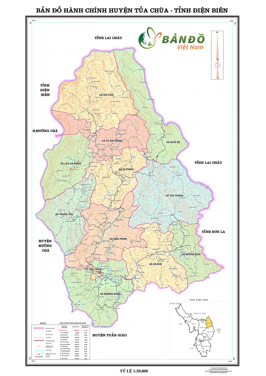 Bản đồ hành chính Huyện Tủa Chùa 