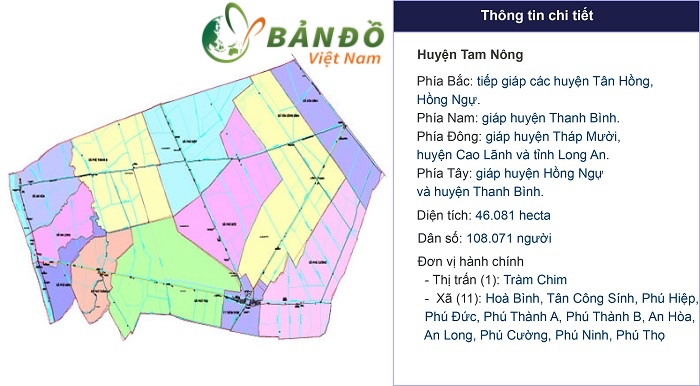 Bản đồ hành chính Huyện Tam Nông    