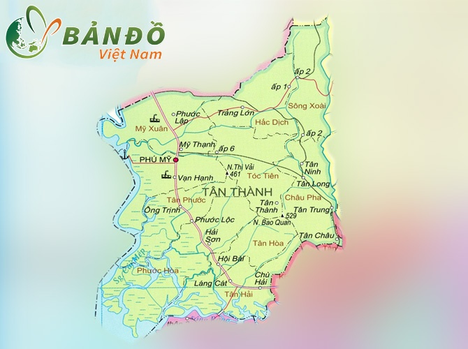 Bản đồ huyện Tân Thành (Nay là thị xã Phú Mỹ)