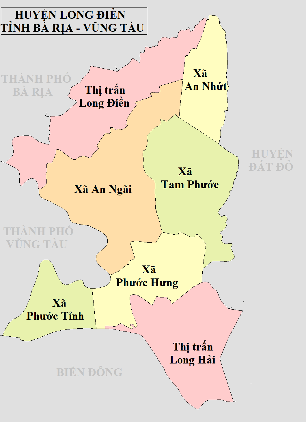 Bản đồ hành chính huyện Long Điền