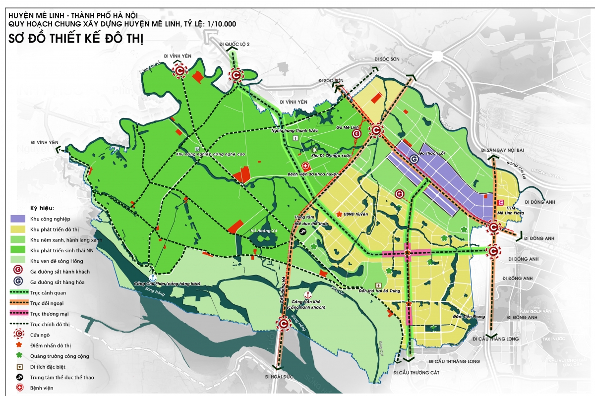 Bản đồ quy hoạch xây dựng không gian tại huyện Mê Linh