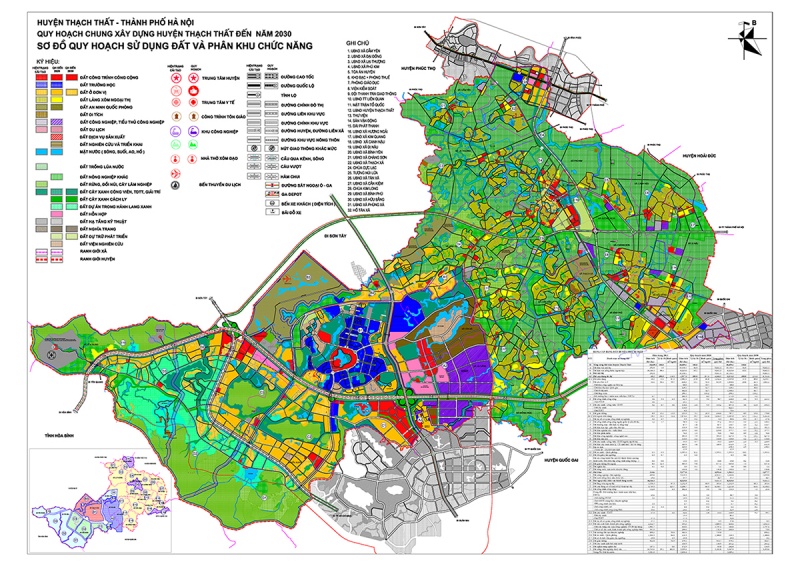 Bản đồ quy hoạch phát triển không gian tại huyện Thạch Thất đến năm 2030