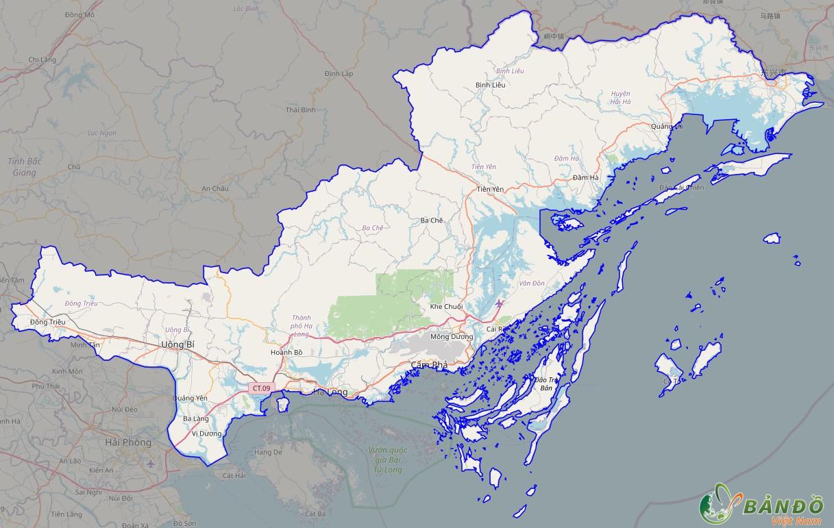  Bản đồ tỉnh Quảng Ninh ở trên tảng Open Street Map