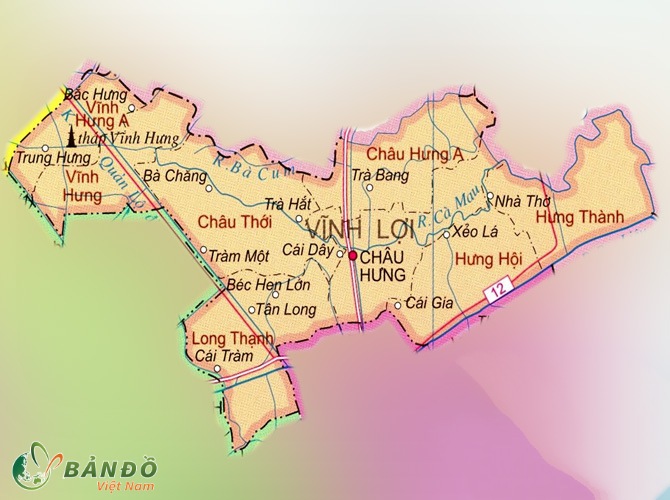 Bản đồ hành chính huyện Vĩnh Lợi