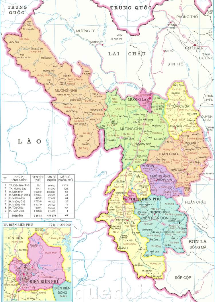 Bản đồ hành chính tỉnh Điện Biên khổ lớn năm 2022
