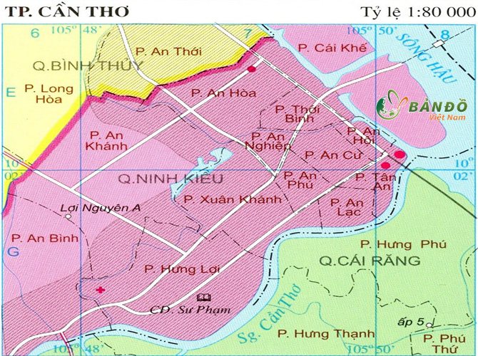 Bản đồ hành chính các phường tại Quận Ninh Kiều