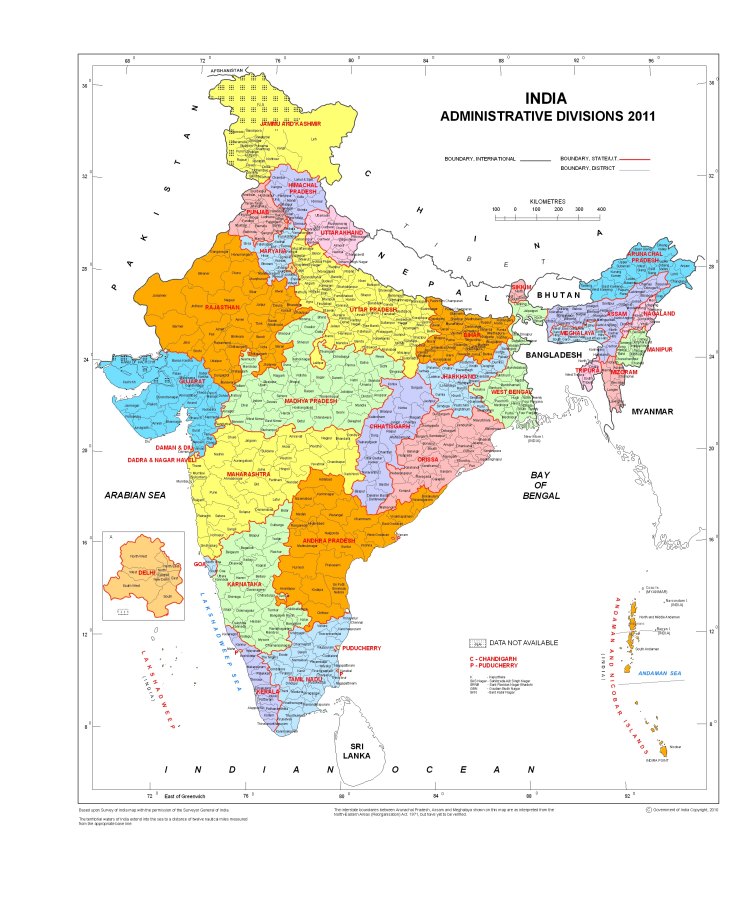 Bản đồ Ấn Độ khổ lớn năm 2022