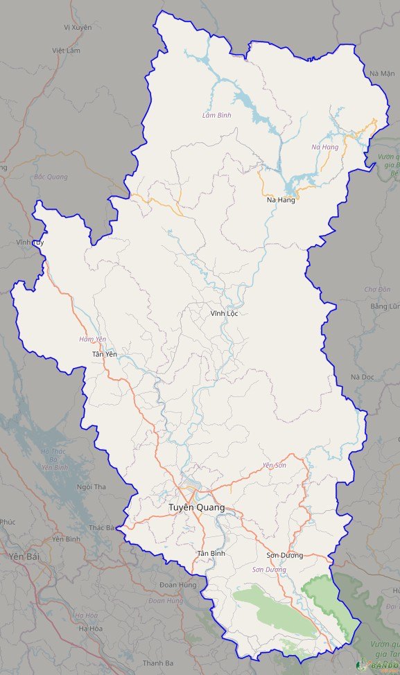 Bản đồ tỉnh Tuyên Quang ở trên nền tảng Open Street Map