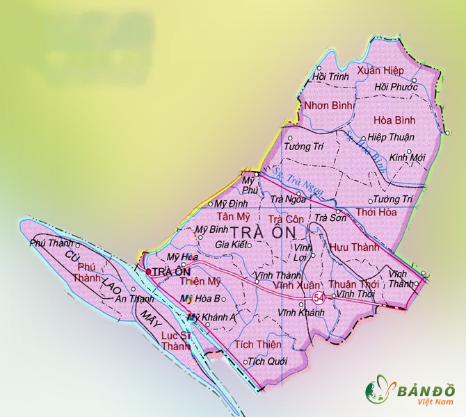 Bản đồ hành chính các xã tại Huyện Tam Bình    