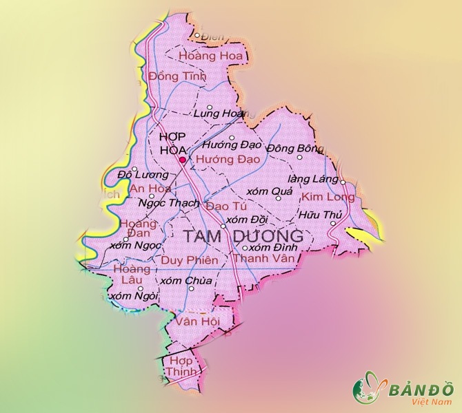 Bản đồ hành chính các xã tại huyện Tam Dương