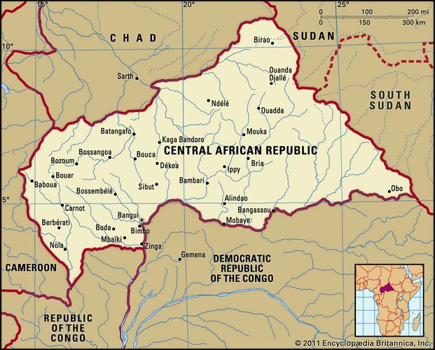 Bản đồ Cộng hòa Trung Phi (Central African Republic) khổ lớn năm 2023