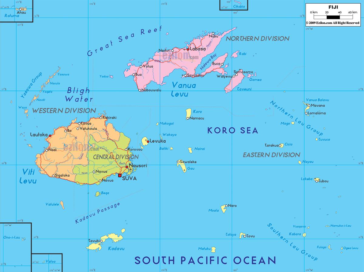 Bản đồ đất nước Fiji (Fiji Map) khổ lớn năm 2023