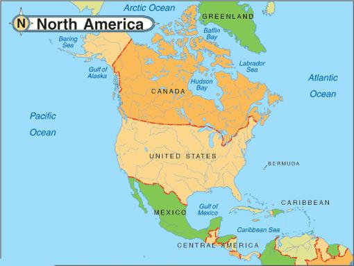 Bản đồ Châu Bắc Mỹ (North America Map) khổ lớn năm 2022