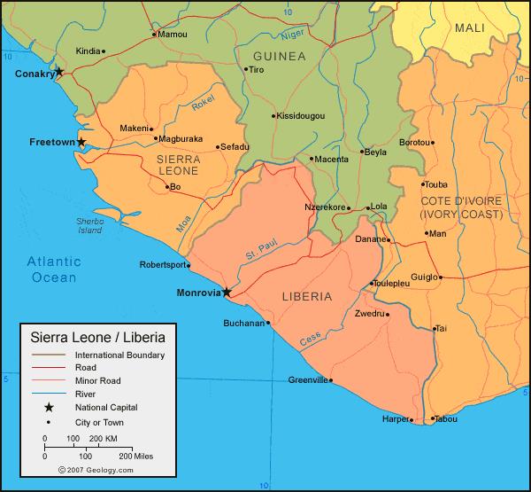 Bản đồ nước Sierra Leone (Sierra Leone Map) khổ lớn năm 2023