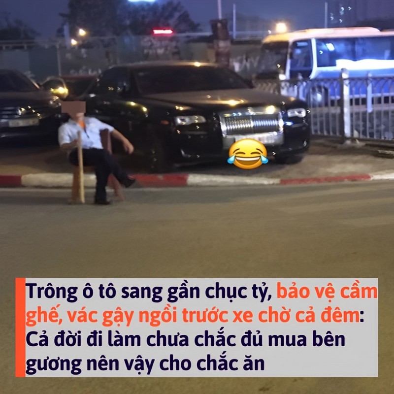 Trông ô tô sang gần chục tỷ, bảo vệ cầm ghế, vác gậy ngồi trước xe chờ cả đêm