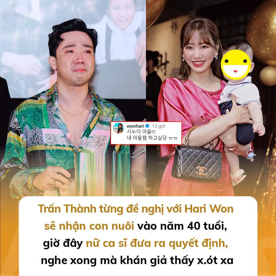 Trấn Thành từng đề nghị với Hari Won sẽ nhận con nuôi, giờ đây nữ ca sĩ đưa ra quyết định